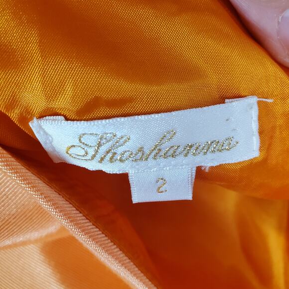 Shoshanna Y2K Orange Sherbert Pleated Mini Dress 2 Shimmer One Shoulder Glam Lux - Picture 3 of 13